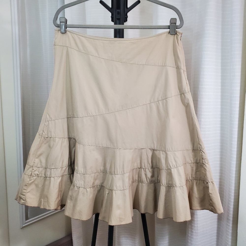 DKNY Jeans Cotton Khaki A-Line Skirt Size 14